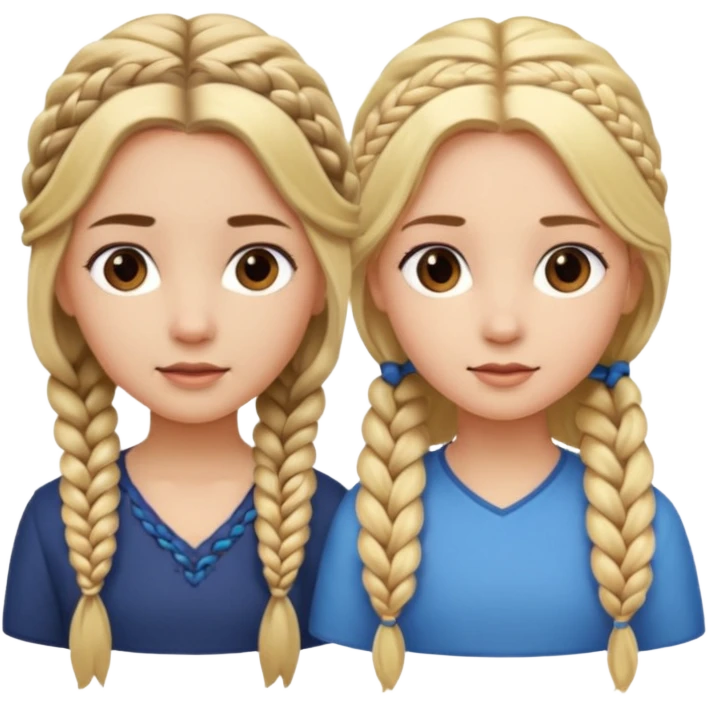 Girl long flowing blonde hair and  girl with DARK BROWN HAIR ONE BRAID on one side.   emoji