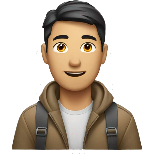 Asian man with bags emoji