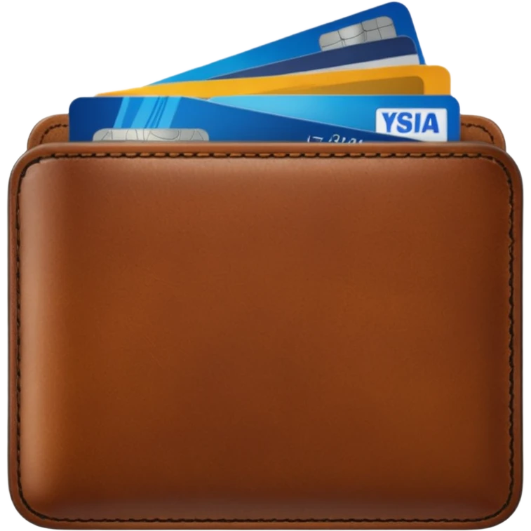 portefeuille marron avec quelques billets et carte bancaire emoji