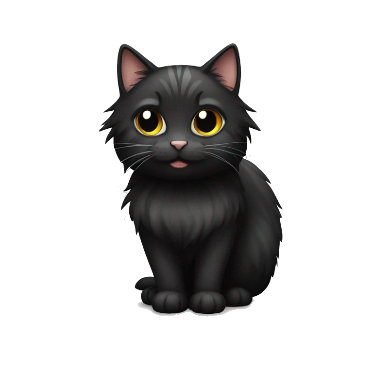 a long haired tabby cat and black cat emoji