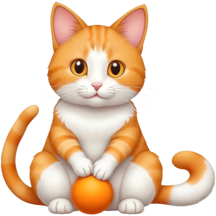 cat full body sitting playing with a toy mouse emoji