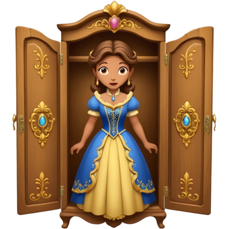 A middle-aged lady character from the fairy tale Beauty and the Beast — she was turned into a wardrobe by magic, while retaining the wardrobe's original form and having an anthropomorphic face. emoji