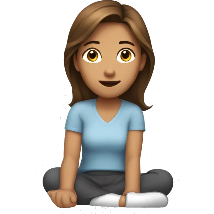 The young brown haired woman is resting  emoji