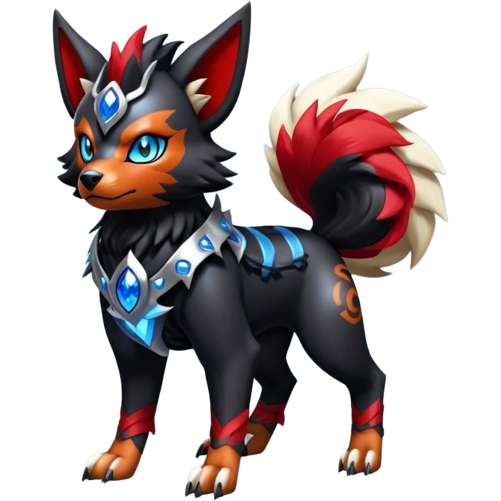 Shiny Gothic Exotic Futuristic Houndoom-Arcanine-Zorua-Torracat-Pokémon-Fakémon-hybrid-creature emoji