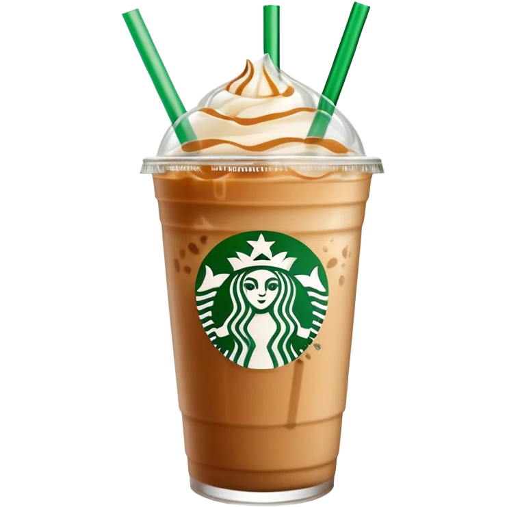 Starbucks iced latte in clear cup with green logo and straw emoji