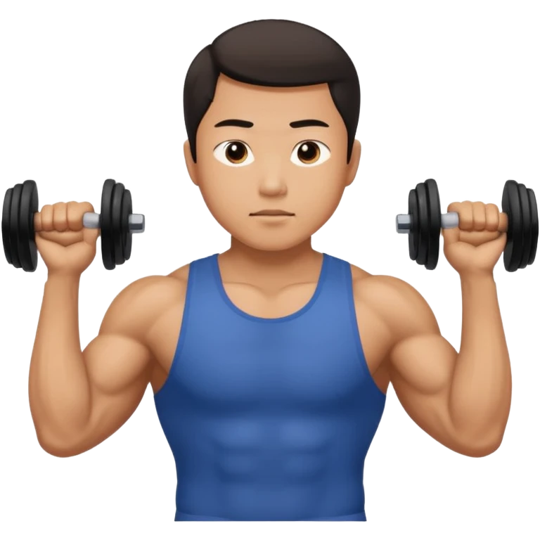 asian guy doing tricep workout emoji