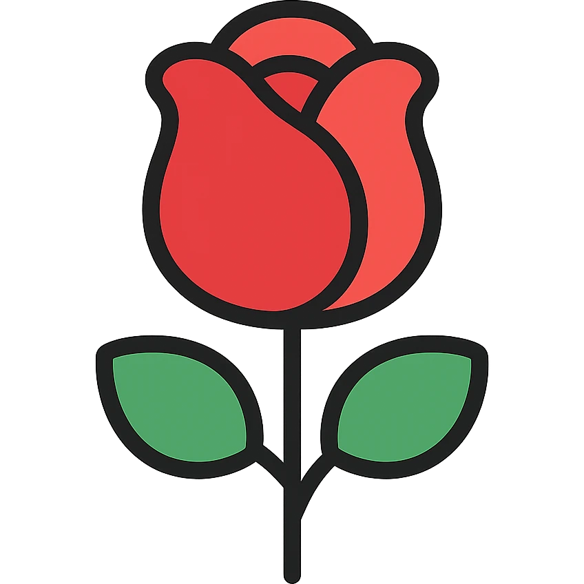 color outline icon of a rose emoji