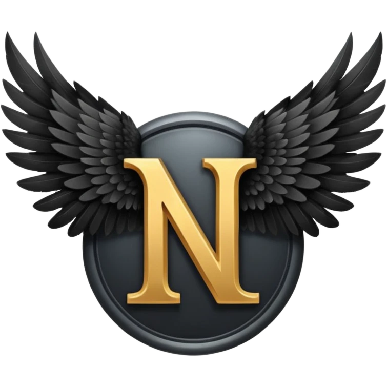2 ailles noir la lettre N au milieu emoji