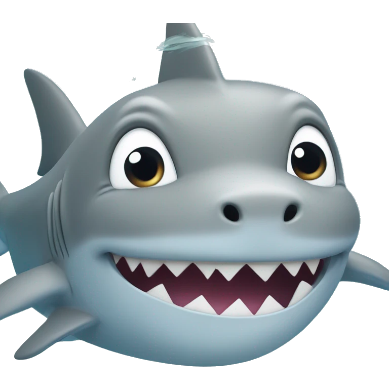 A shark that’s a cute kitten swimming in clear water emoji