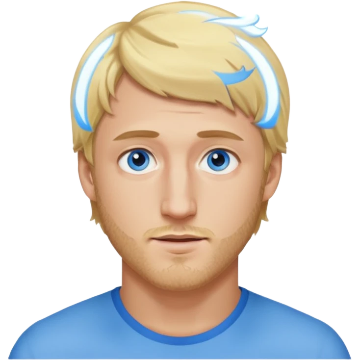Genmoji style portrait of Logan Paul, blonde hair, blue eyes, short beard emoji