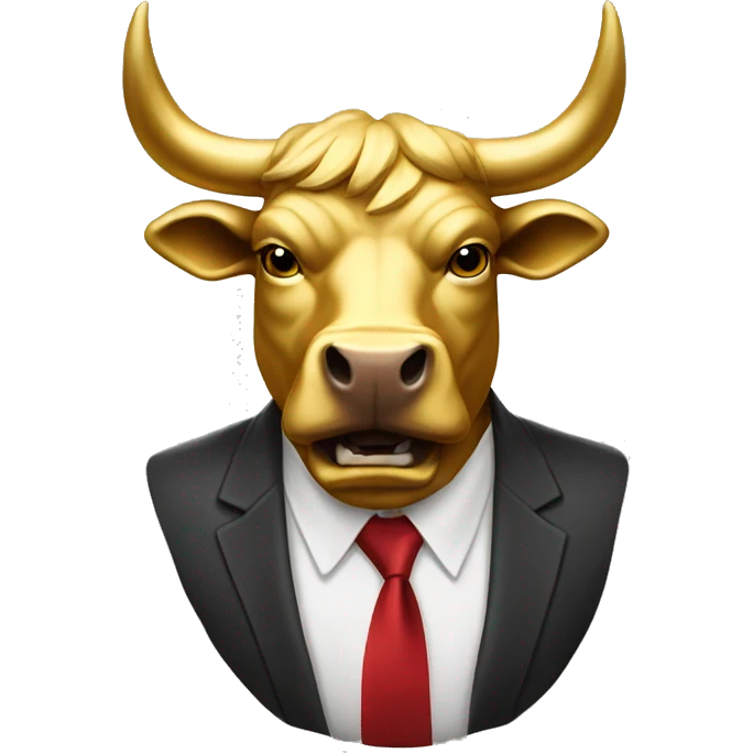 golden raging wall street bull portrait emoji