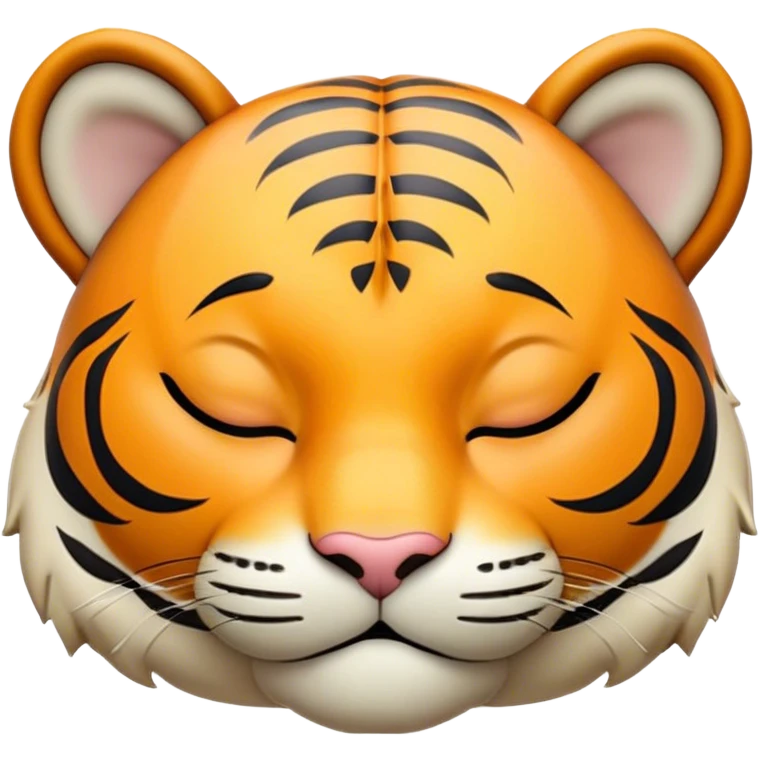 Meme-Worthy cute Sleeping Tiger Portrait Emoji, Head resting peacefully with a contented smile, showcasing a luxuriously striped form and eyes gently closed in serene slumber, Simplified yet comically adorable features, highly detailed, glowing with a soft, drowsy wild light, high shine, relaxed and utterly lovable, stylized with an air of playful laziness, bright and heartwarming, soft glowing outline, capturing the essence of a sleeping tiger that feels destined to become the next viral icon of adorable rest! emoji