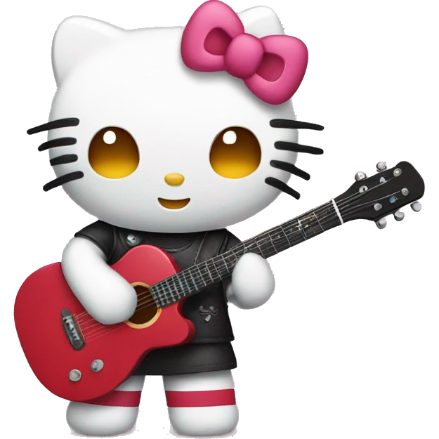 hello kitty playing guitar emoji