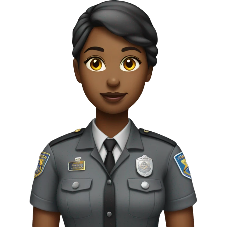 Black girl correction officer grey shirt no hat emoji