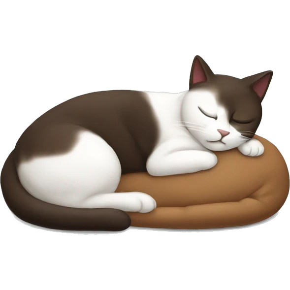 Sleeping white and dark brown cat emoji