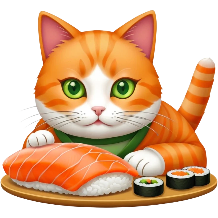 Cat with sushi emoji