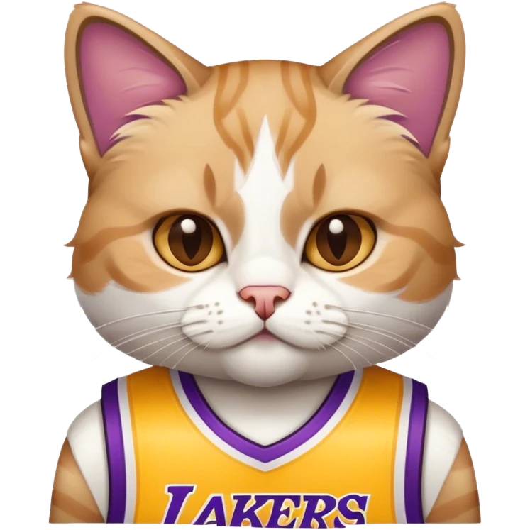 white brown Cat wearing a lakers lebron james jersey  emoji