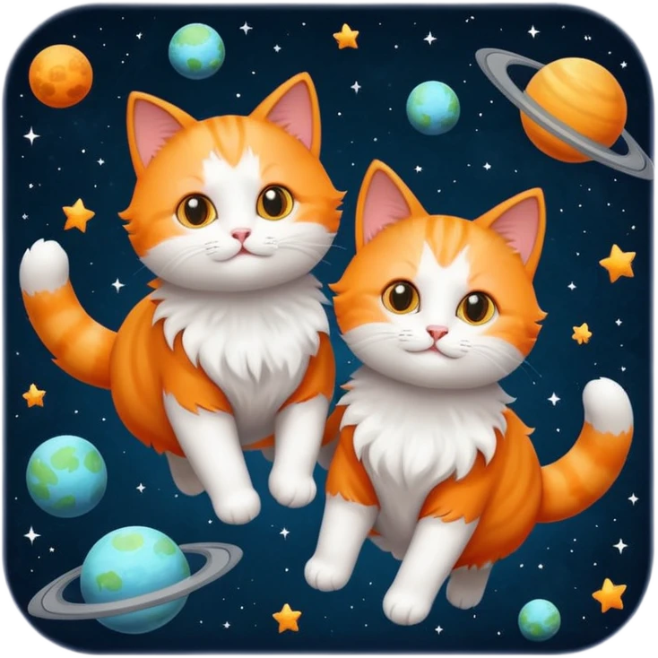 two cats flying in space  emoji