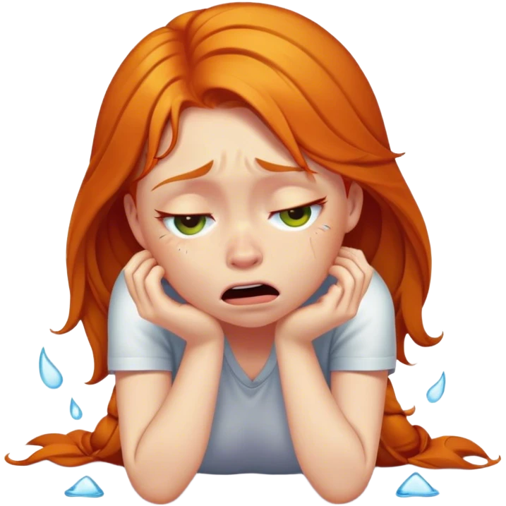 Ginger girl crying on floor  emoji