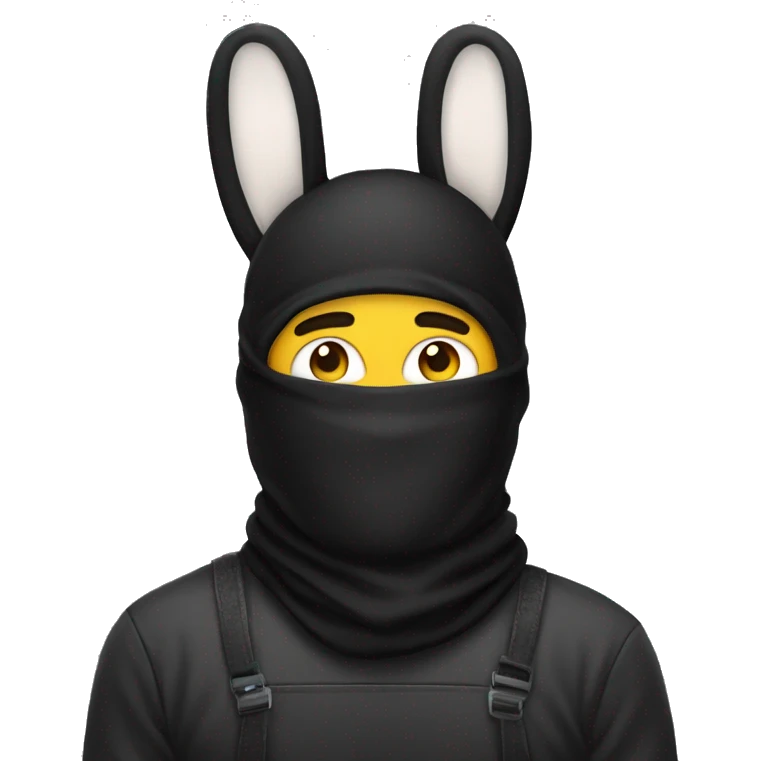 guy in balaclava with bunny ears emoji
