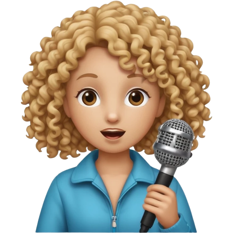 curly bunnie singing , holding mic emoji