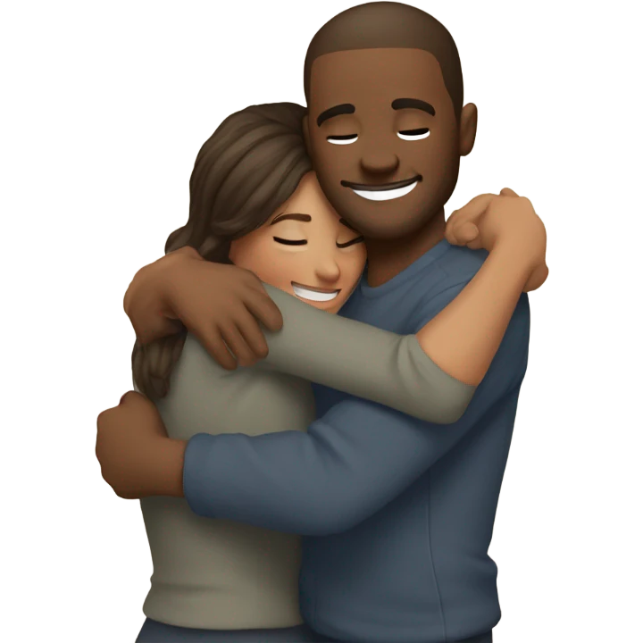 couple hug with warm smiles emoji