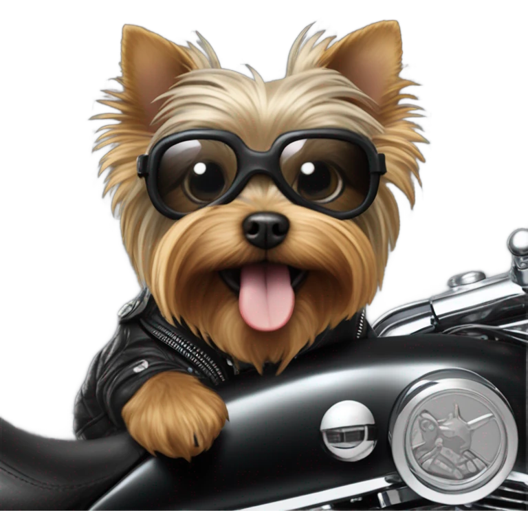 yorkie riding harley emoji