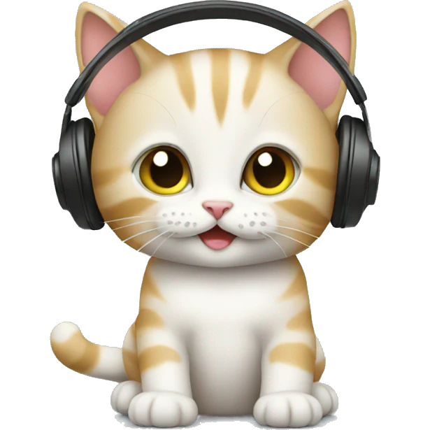 Kitten listening to music emoji