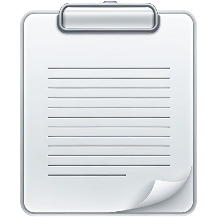 Clean white icon of a  empty document with light outlines, minimalist vector style, transparent background. emoji