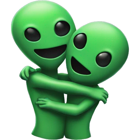 Two floating aliens hugging  emoji