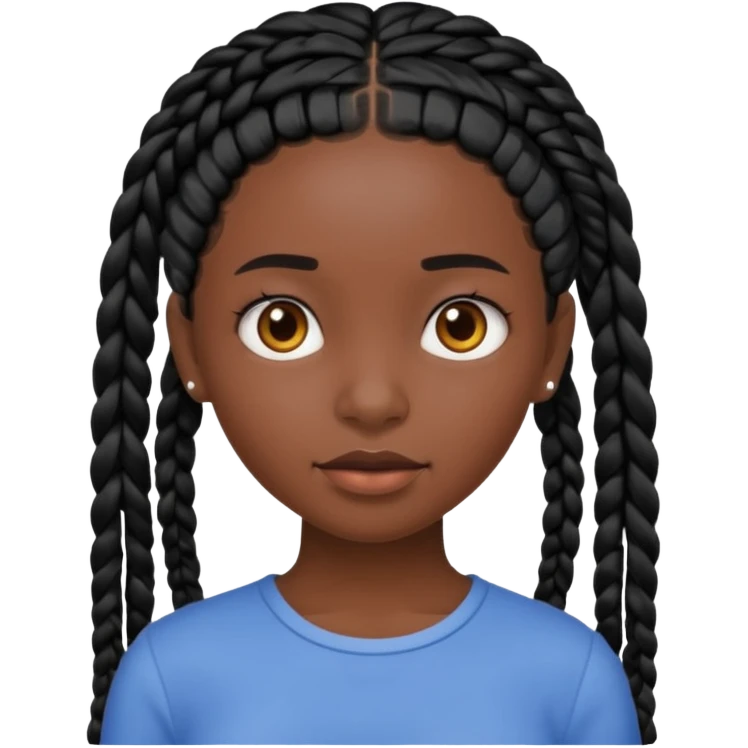 dark, black girl with black braids emoji