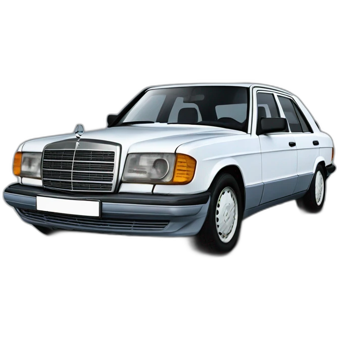 From front Mercedes w126 300se white from year 1987 the sacco panels are grey and the interior is blue emoji
