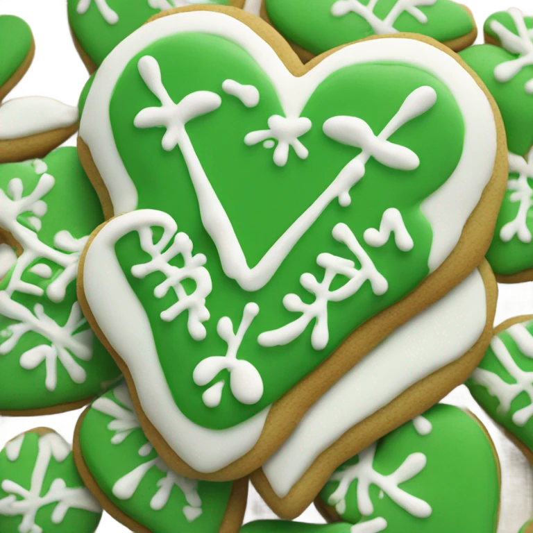 Green cookie heart with ohana emoji