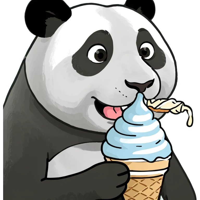 Panda eating ice cream emoji