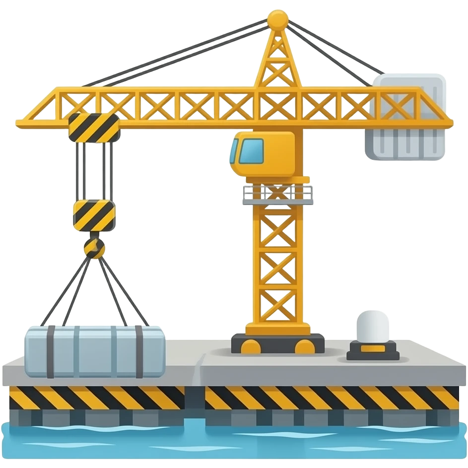 crane carrying load at docks emoji
