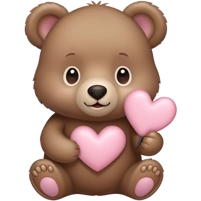 little bear holding light pink heart  emoji