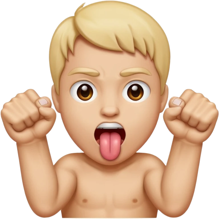 Tongue out face with two fists making a tube shape emoji