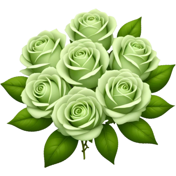big bouquet Soft Green Tea Rose, luxuriant, leaf, bud emoji