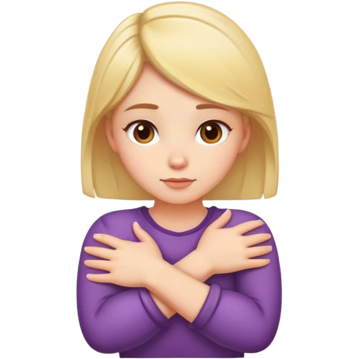 Girl with arms crossed hands around neck emoji