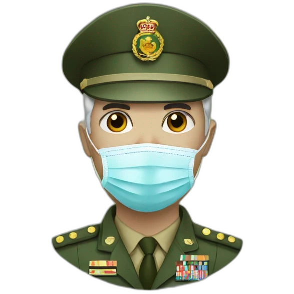 a military Head Portraits in a Medical masks emoji