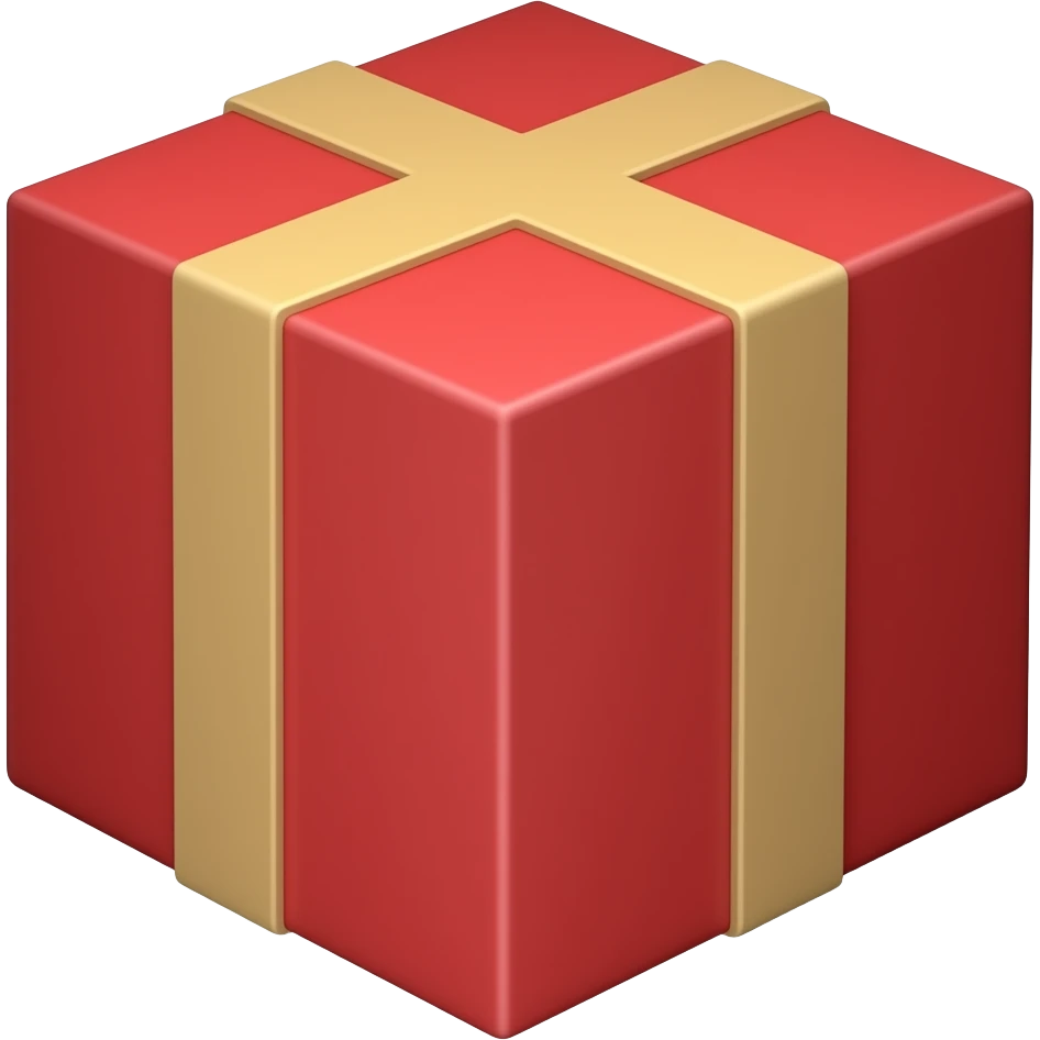 Create a emoji for a red colour simple packaged cube shaped box/delivery box. It must be hollow (no colour or filling inside the emoji). emoji