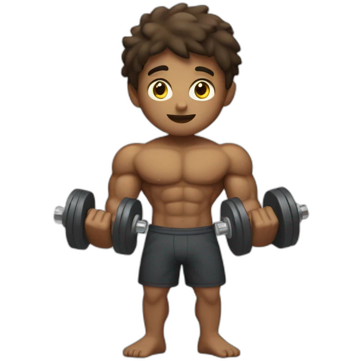 Muscular boy with a dumbell  emoji