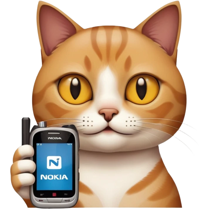 cat with nokia n73 phone emoji