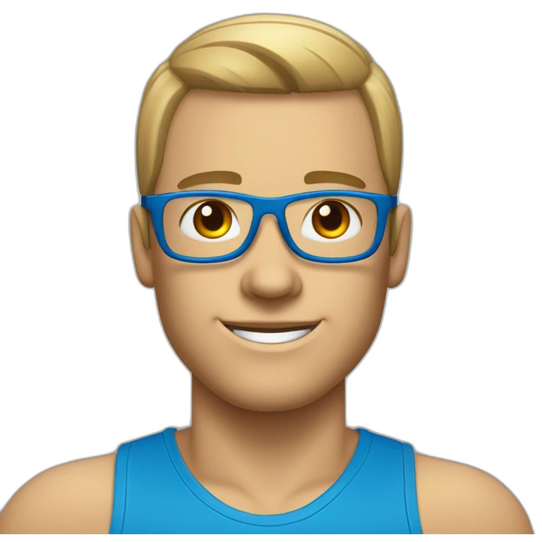 homme sans cheveux avec des lunette bleue qui fait du crossfit emoji
