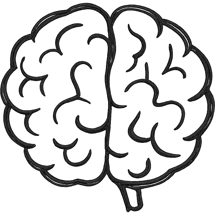 brain icon, hand-drawn outline style, black outlined hand drawn icon emoji