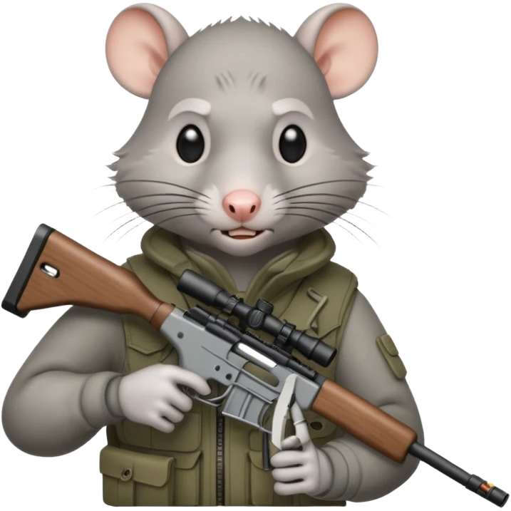 a crazed rat holding a sniper rifle emoji