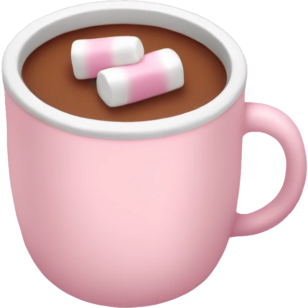 Light Pink mug of hot chocolate with marshmallows  emoji