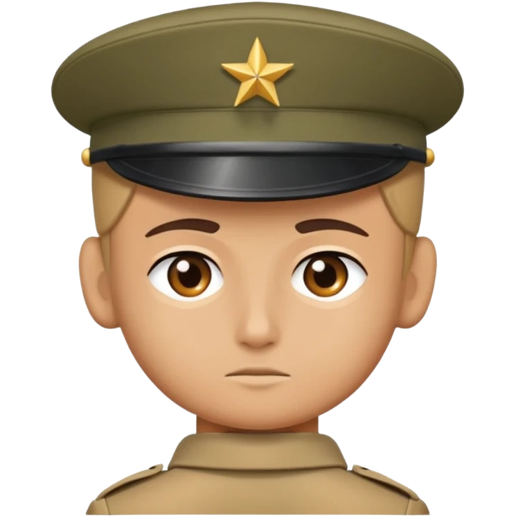back view of soldier's head wearing a military cap emoji