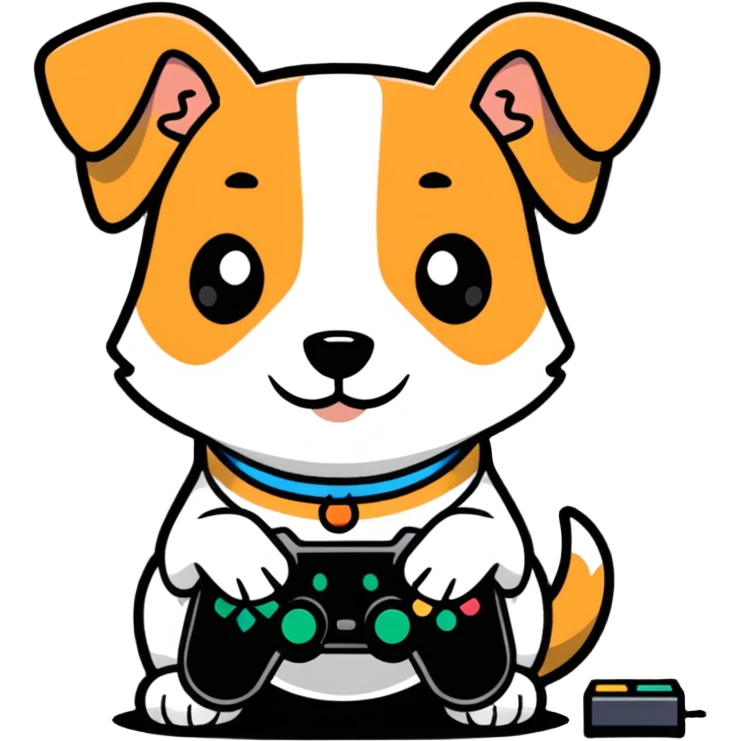 A dog with a console controller  emoji