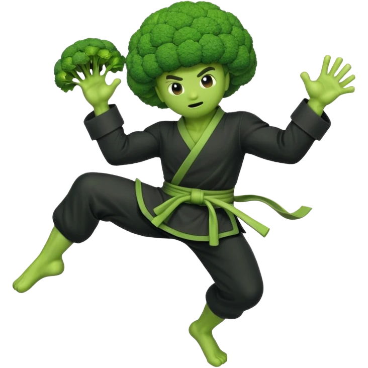 Spiritual ninja broccoli colony, high kick emoji